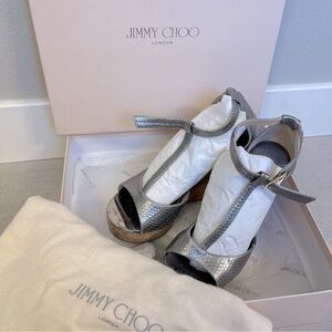 Jimmy Choo silver pela wedge
